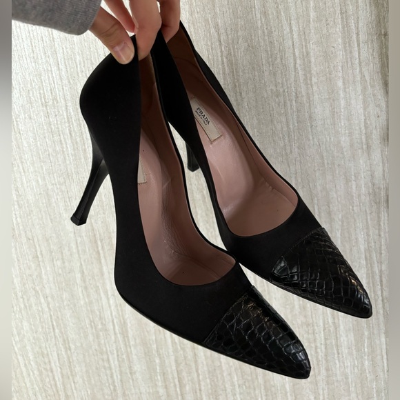 Prada Black Stiletto Heels with Textured Toe. Women’s size 6 - Picture 1 of 15